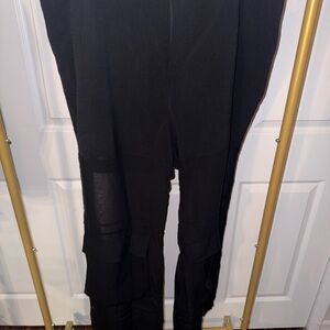 Black Wide-Leg Panel Trousers